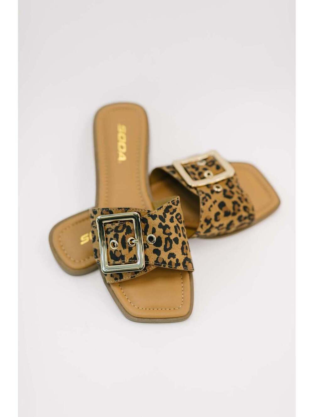 Opera Square Toe Buckle Slip On Sandal